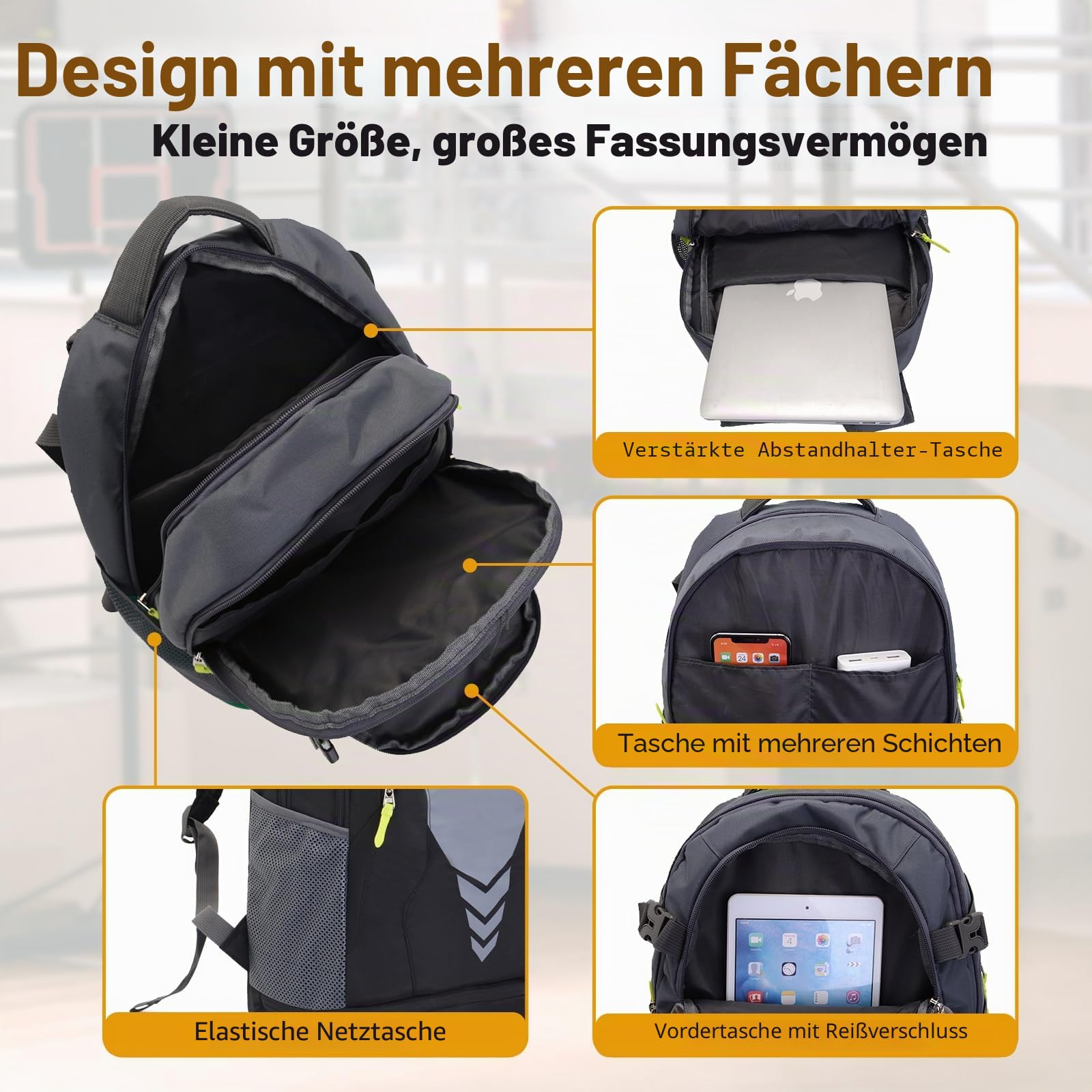 Bseash 35L Basketball Fußball Rucksack mit Boden Ballfach, große Kapazität Sport Rucksack Ausrüstung Turnbeutel für Jungen Mädchen Athleten