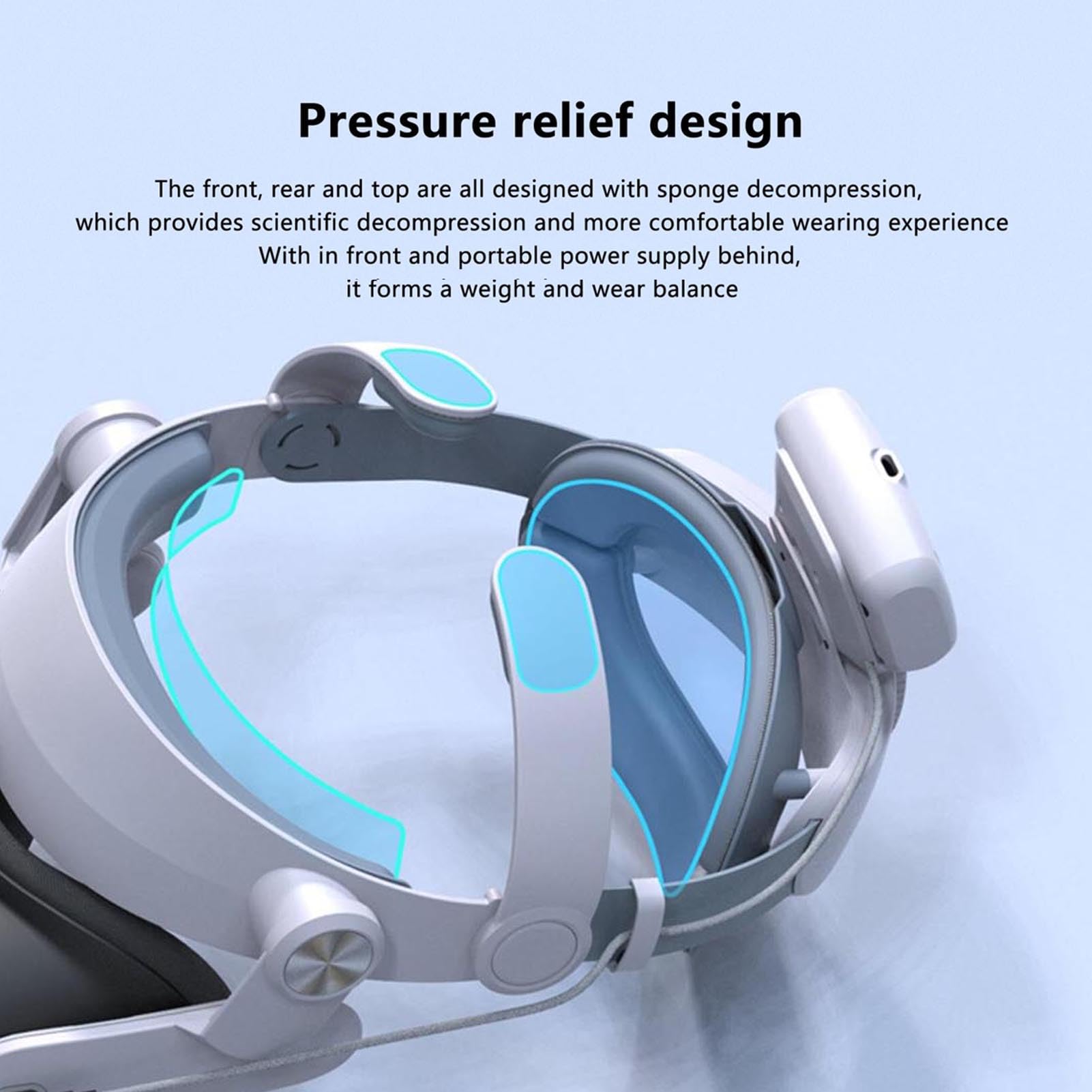 Fascia per la Testa VR con Batteria, Tempo di Riproduzione Prolungato e Comoda Cinghia Regolabile, Utilizzo di Sicurezza per Meta 3