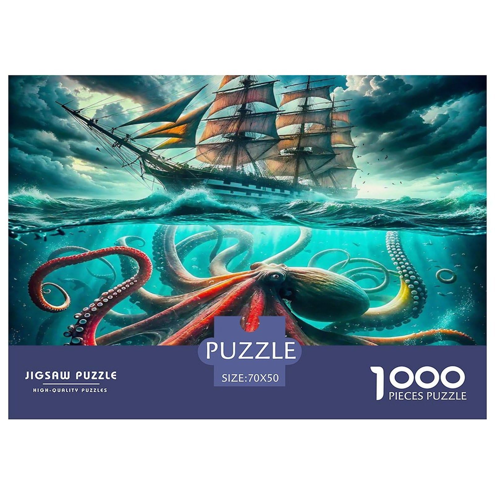 Reduce el estrés con este puzzle para adultos del monstruo marino en gran formato de 70x50cm 8