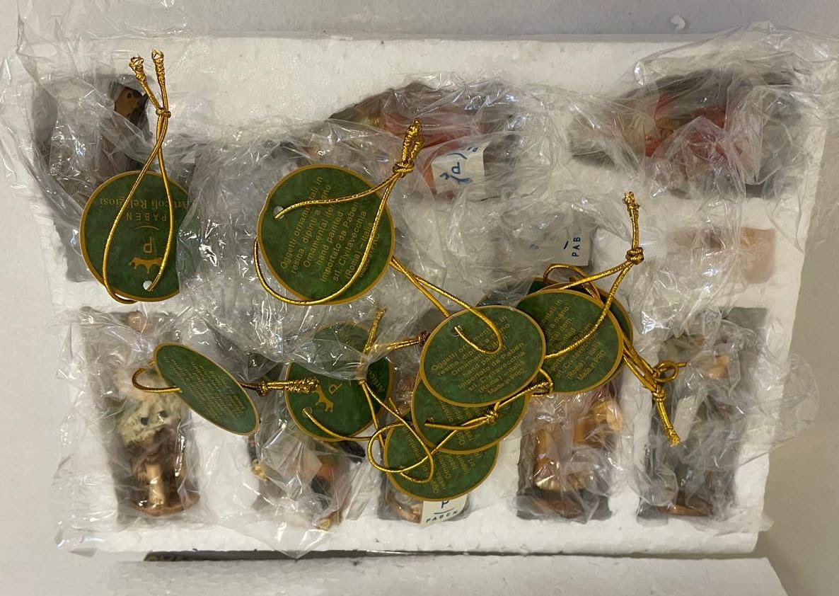 Paben - Santons de 7 cm crèche nativité, 11 sujets en résine