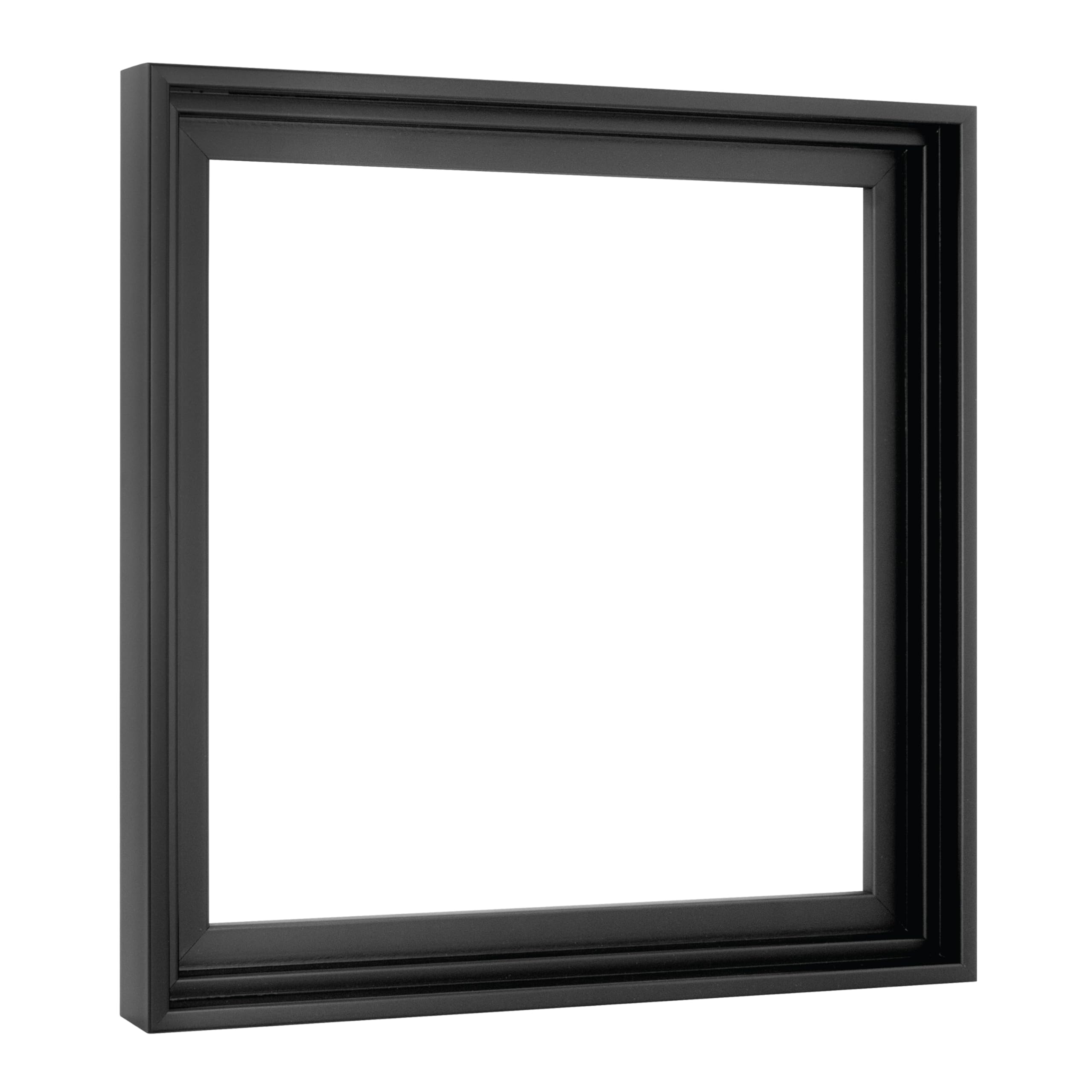 MCS Floating Canvas Frame, Art Frames for Canvas Paintings with Adhesive Fasteners and Hanging Hardware, 12 x 12 Inch Black Finish