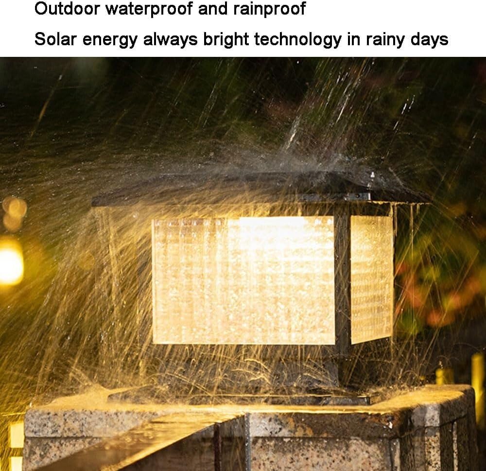 Lampa na słupie szklanym zasilana energią słoneczną, dekoracja zewnętrznego ogrodzenia patio, dekoracja krajobrazu patio, lampa na słupie do ścieżek patio(Nero,50CM)
