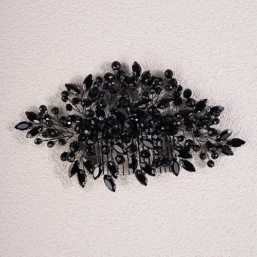 Miniatura 2 de Jumwrit Peine de pelo de boda con diamantes de imitación, peine para el pelo de novia, tocado hecho a mano, cuentas de diamantes de imitación, peine