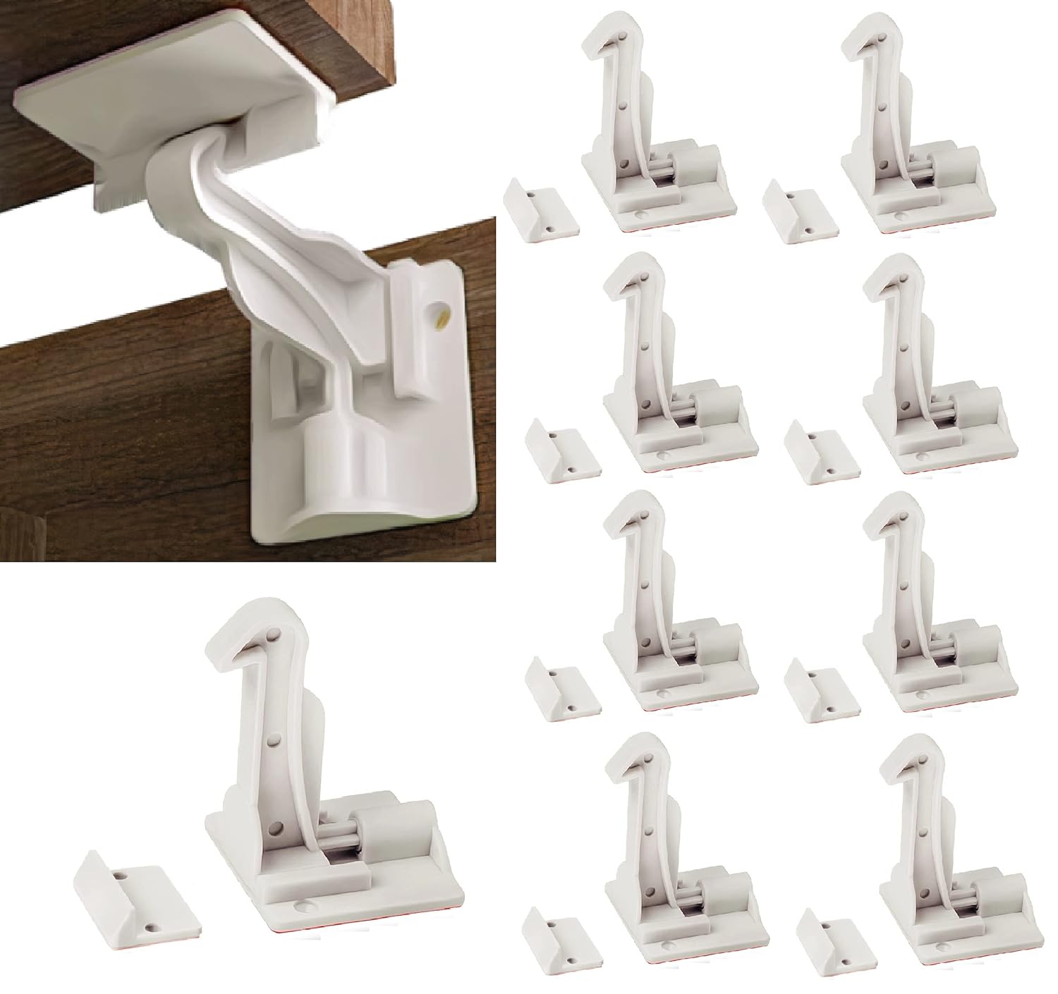 Invisible Baby Proofing Cabinet Locks - Upgraded Version with Strong Adhesive 10x Child Safety Proof Spring Locks for Cabinet & Drawer Toddler and Child Proofing Safety Latch Lock Solution by G2eComme