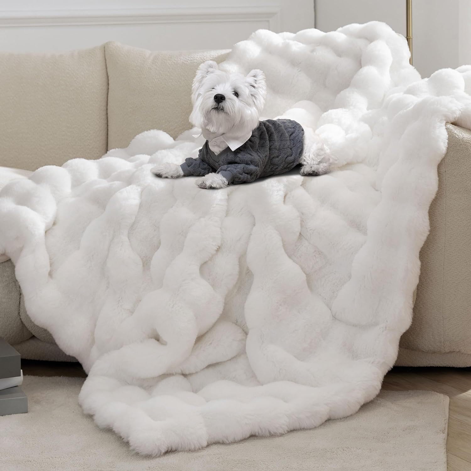 Lounge Pug Plaid Coperta Sherpa Eco-pelliccia Di Coniglio Rosa Antico 100 X 140 Cm Lpthrfdp 01 720x720