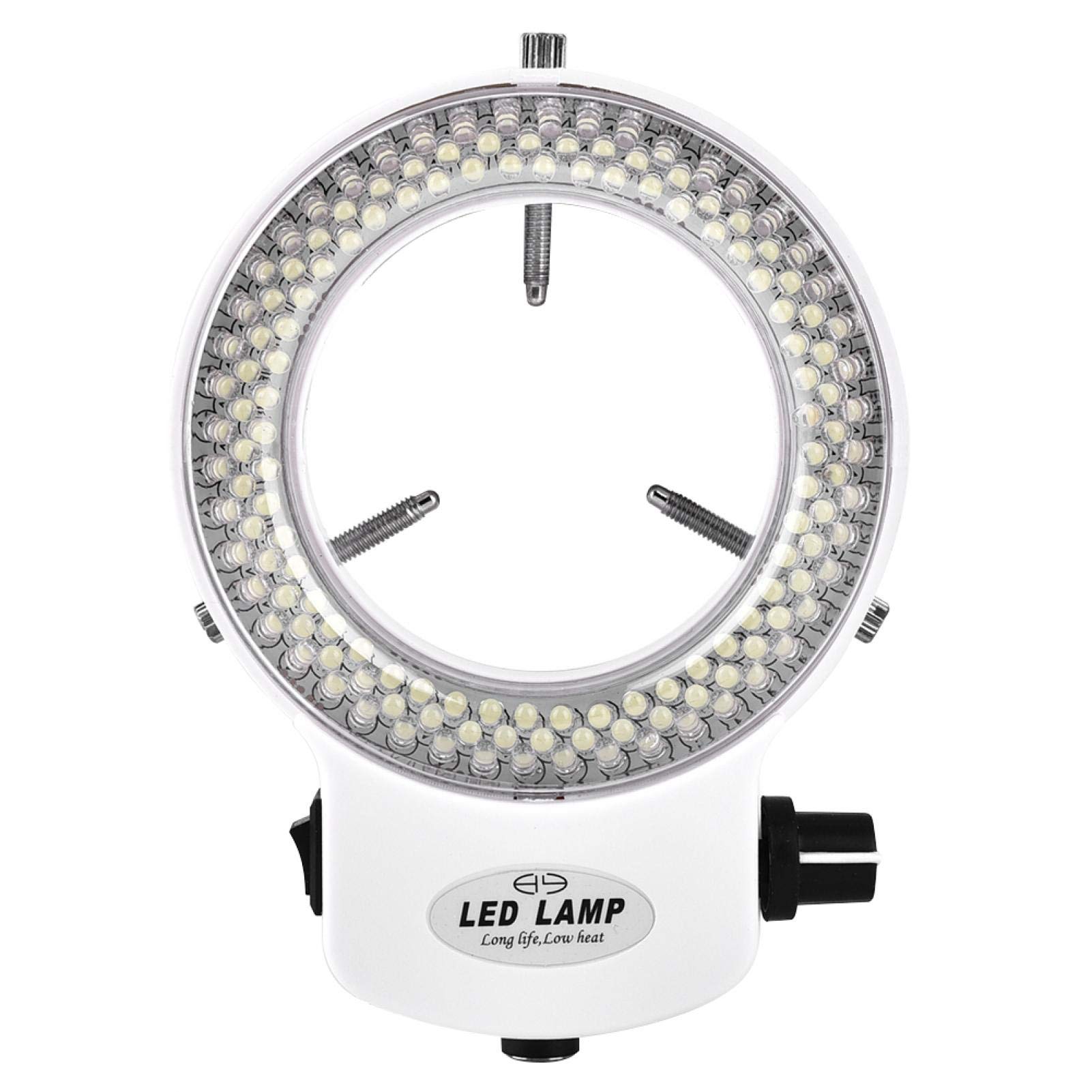 Akozon - Microscopio LED, microcamera 144 LED, sorgente luminosa, regolabile, lampada ad anello per microscopio stereo e fotocamera (spina UE)