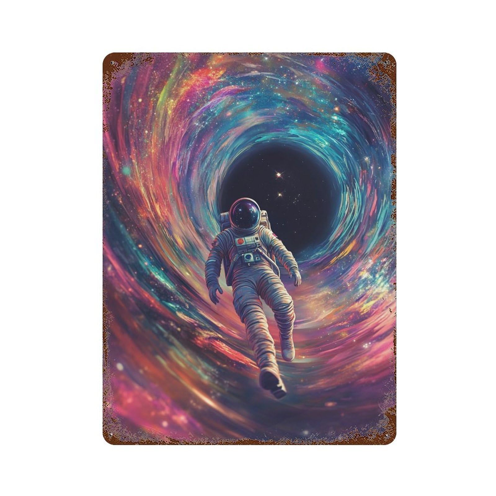 Space Astronaut Journey Vintage Metal Tin Sign 15.7"x11.8", Ideal for Shed, Workshop And Garage Wall Decor