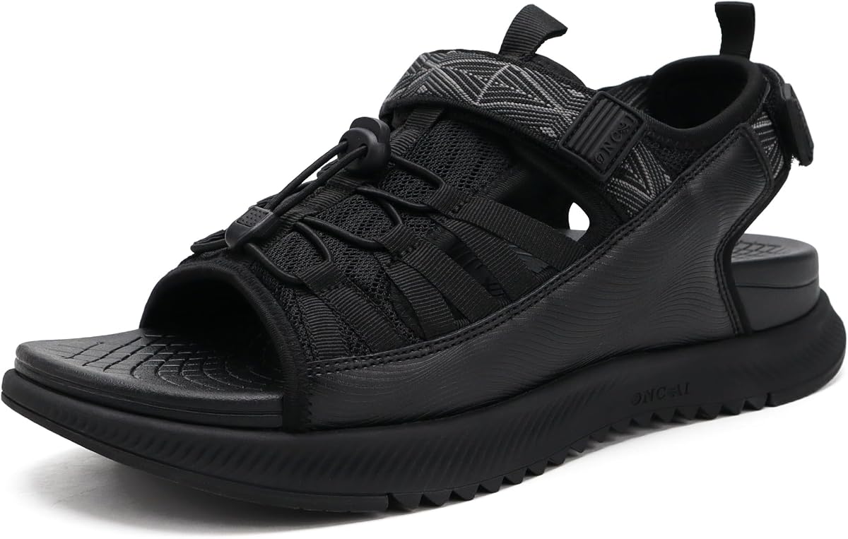 ONCAI Sandalias de senderismo para hombre, sandalias para caminar con soporte para el arco y plantilla ortopédica para exteriores para fascitis plantar, sandalias para hombre, recuperación deportiva, talla 7-14