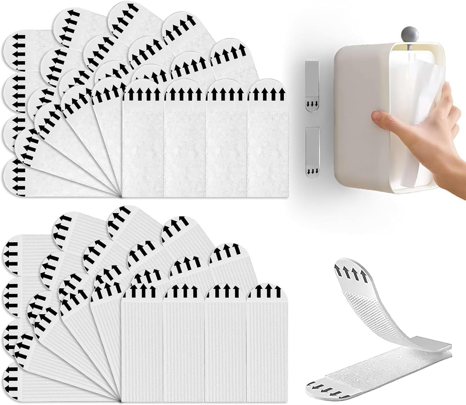 Picture Hanging Strips, Removable Hook and Loop Strips for Frame Hanging Photo Frames Wall Art Hanging Frames, Posters or Trinkets, White, 12 Pairs