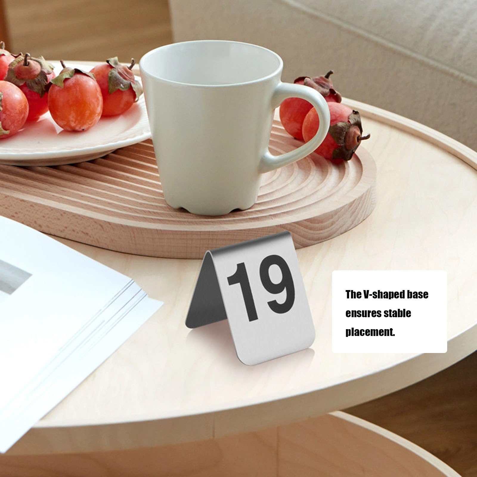 Juego de tarjetas con números de mesa de acero inoxidable, diseño apilable de doble cara, colas en restaurantes e identificación de números de llamada(1-50)