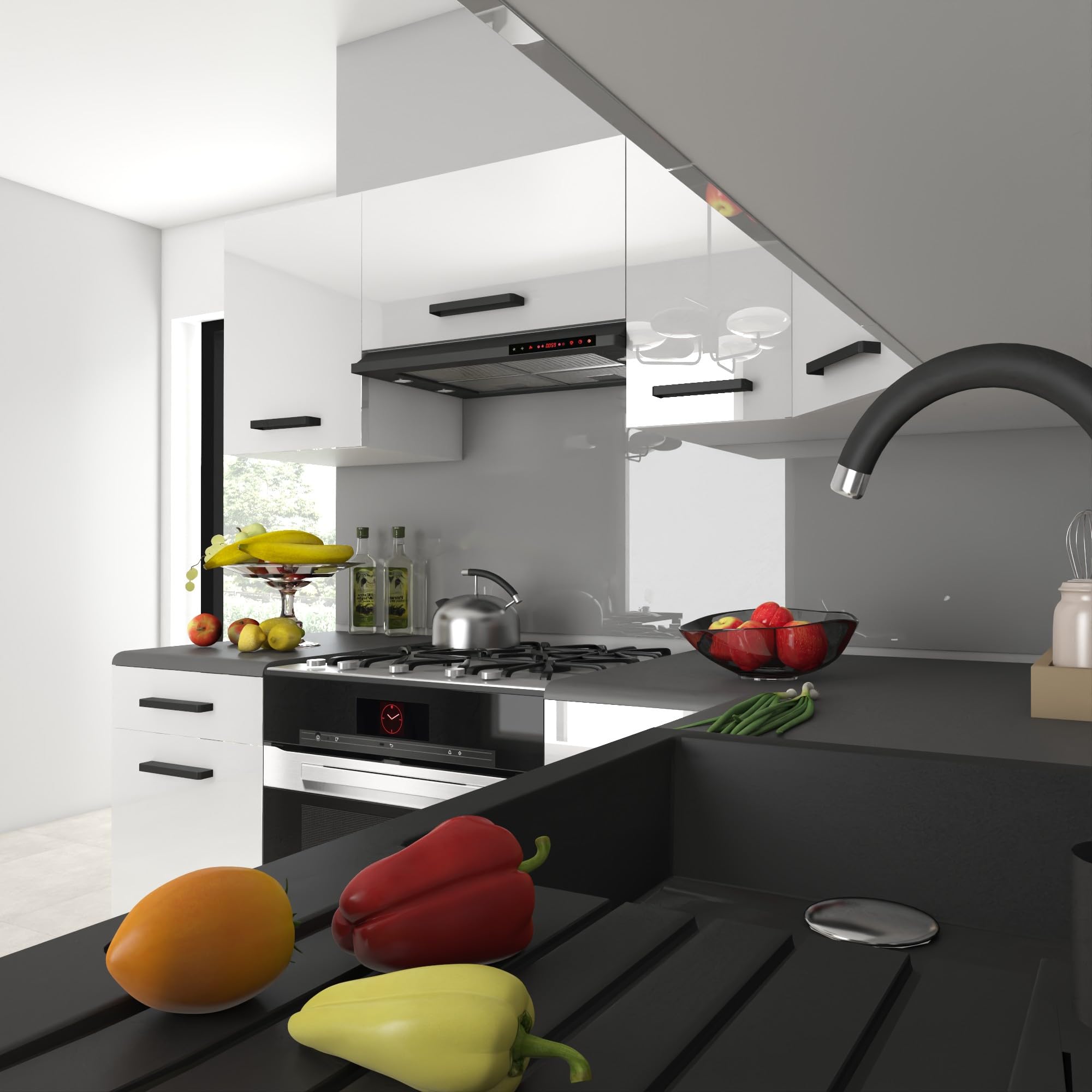 Belini Italia 6 Eckküche Küchenblock 360cm Weiß Hochglanz