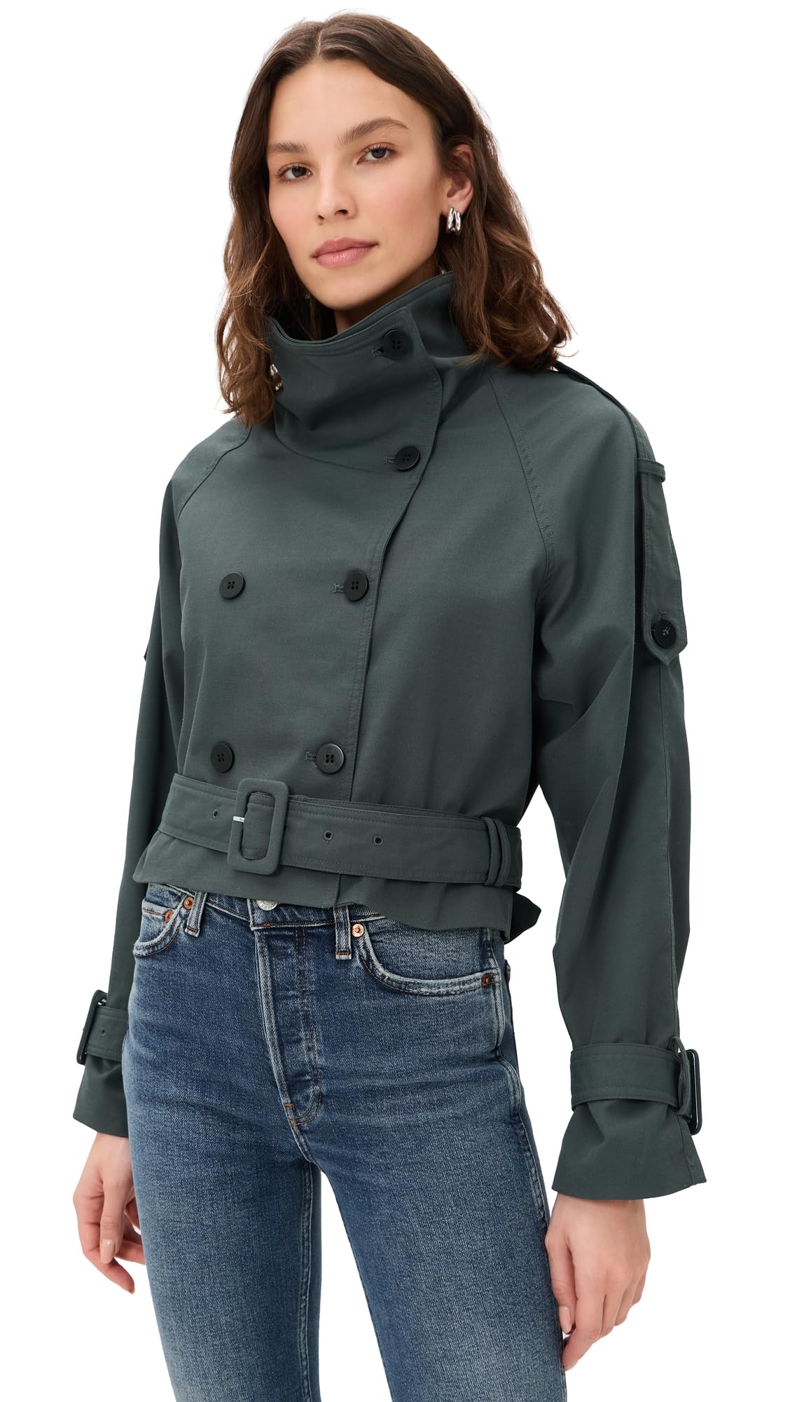Lioness Womens Blanc Cropped Trench Coat