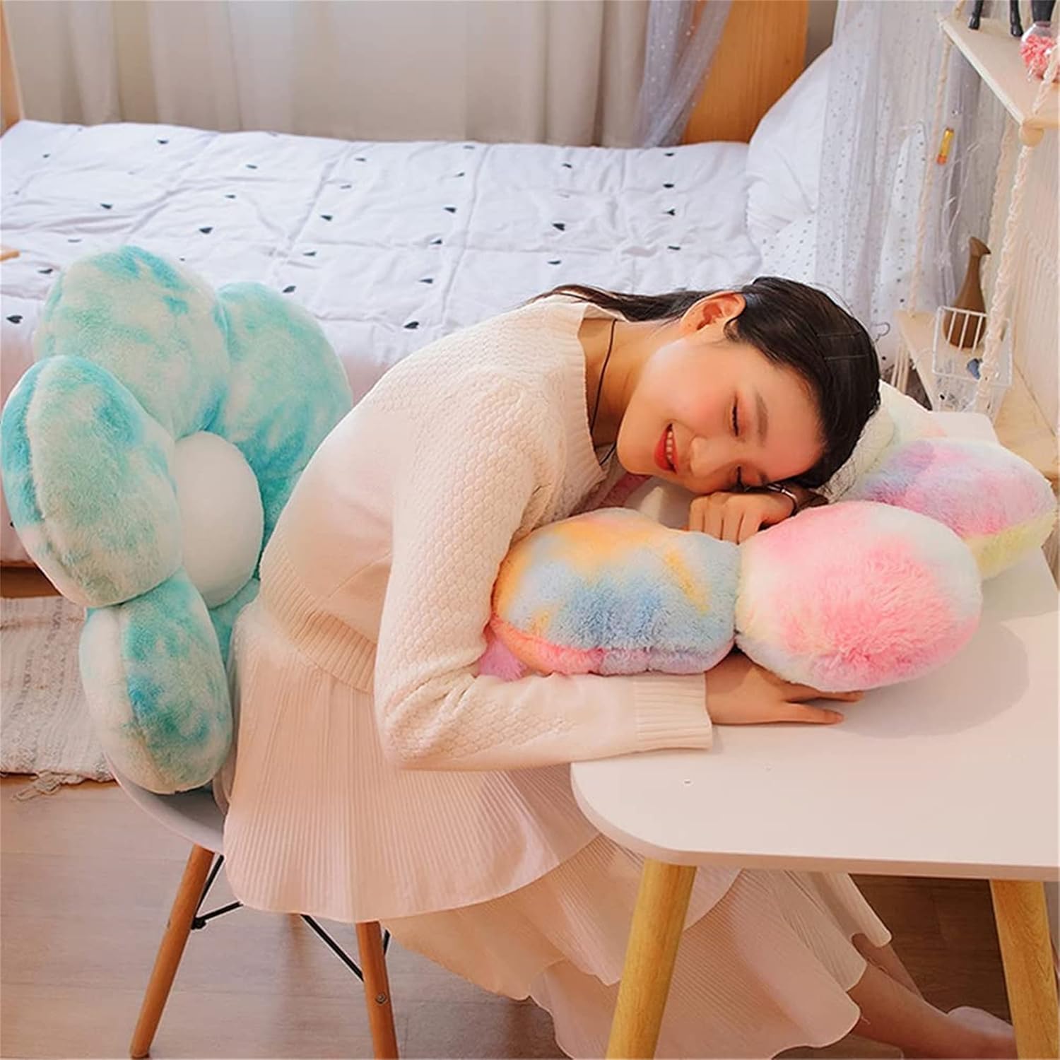 AZCHEN Flower Pillow Patio Furniture Cushions Standard Throw Pillow Home Chair Cushion Decorative Pillow Cushion (23.6inch, Dark Green)