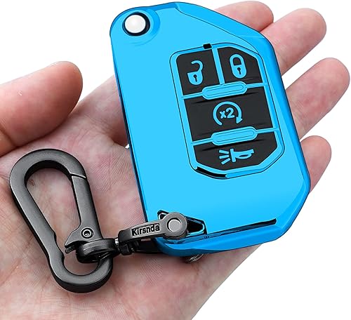 Funda para llavero Jeep con llavero, funda de TPU suave para llavepiel, 4 botones para Wrangler JL JLU Gladiator JT Rubicon con control remoto y