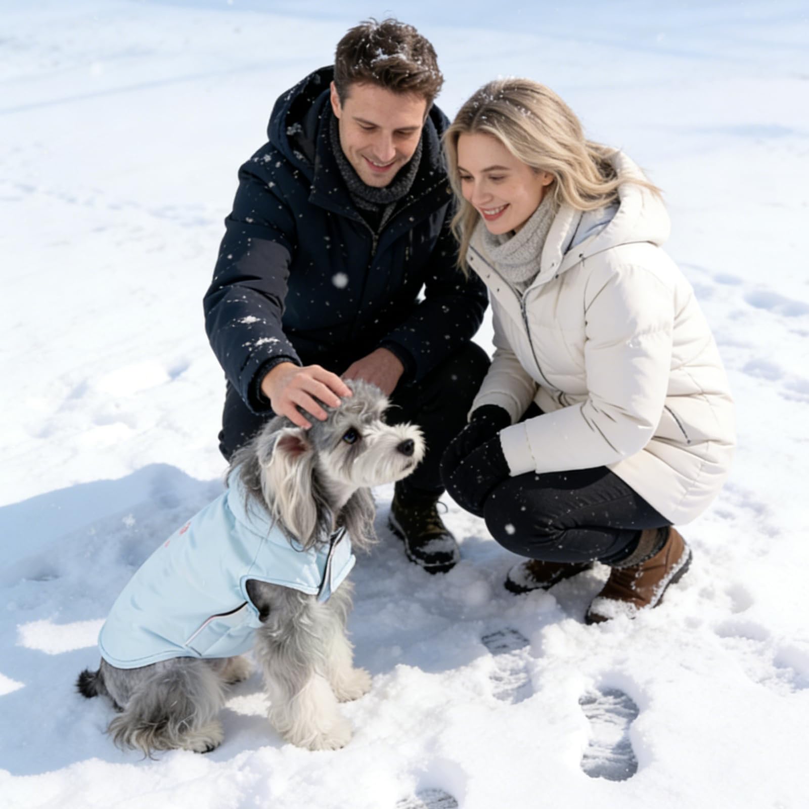 Touchdog Cappotto invernale per cani, reversibile, imbottitura al 90% piumino, leggero, caldo, per cani di taglia piccola e media, impermeabile, antivento, protezione dal freddo (blu, L)