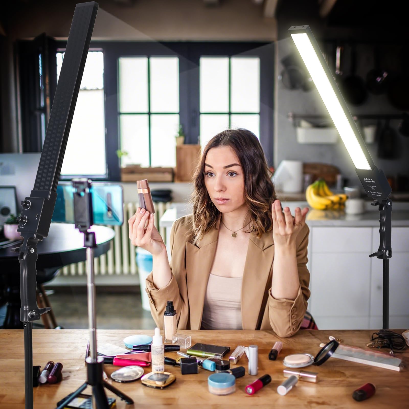Juego de 2 luces LED bicolor regulables para vídeo y vídeo, con trípode, bolsa de transporte, juego de luz para cámara de vídeo, YouTube, producto de fotografía, 3200-5500 K, CRI 96+