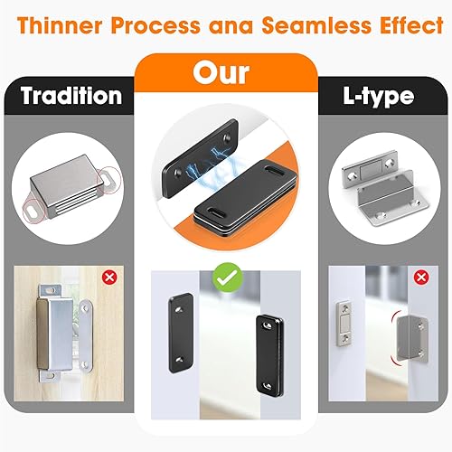 Miniatura 3 de Paquete de 8 cierres magnéticos para puerta, imanes ultrafinos adhesivos para armario de cocina, armario, armario, puerta, cajón, pestillo magnético