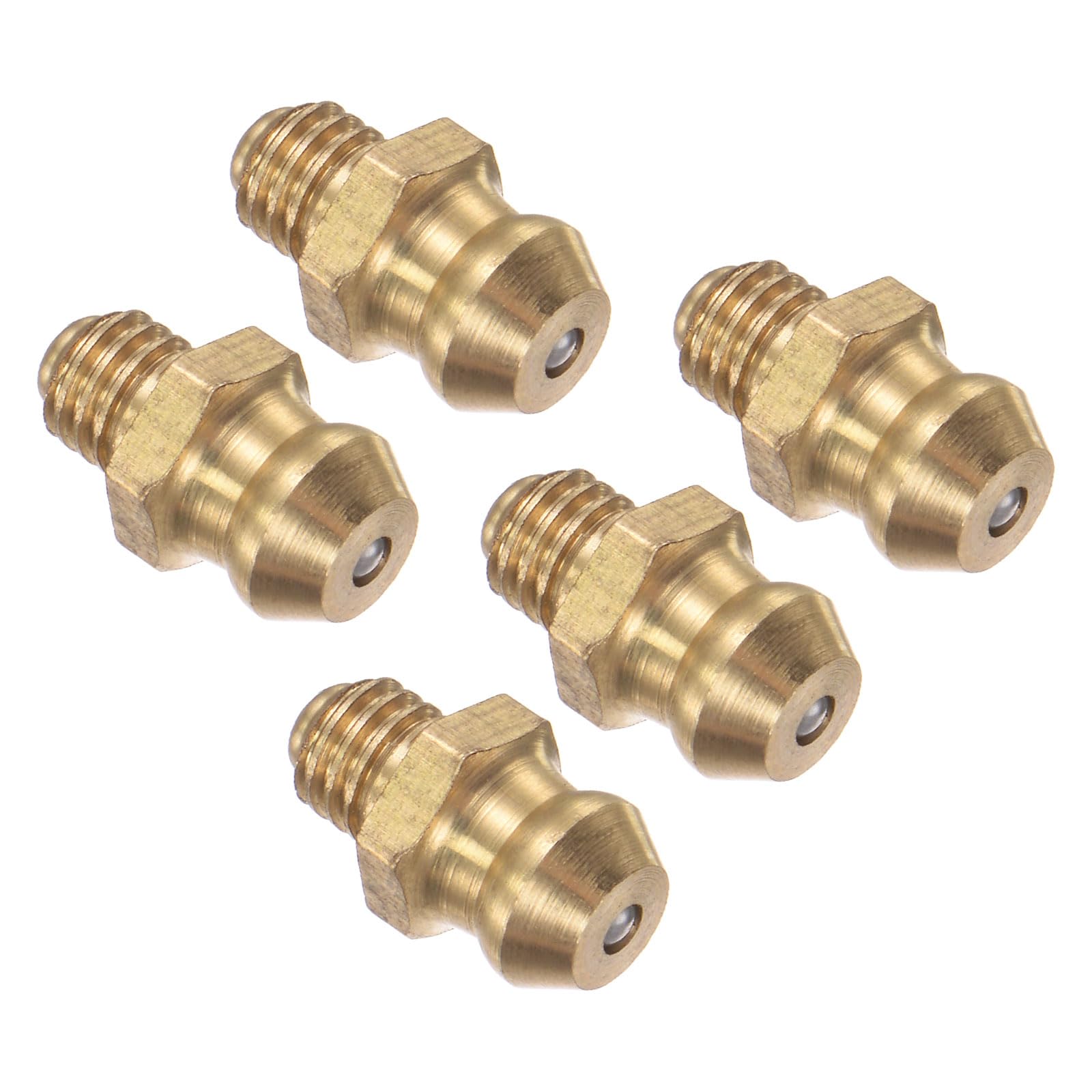 Mosiężna złączka smarowa, metryczna M5 x 0,8 mm, złączka do smarowania hydraulicznego - (Zastosowania: do wymiany brakującego lub uszkodzonego złącza olejowego), 5-częściowy