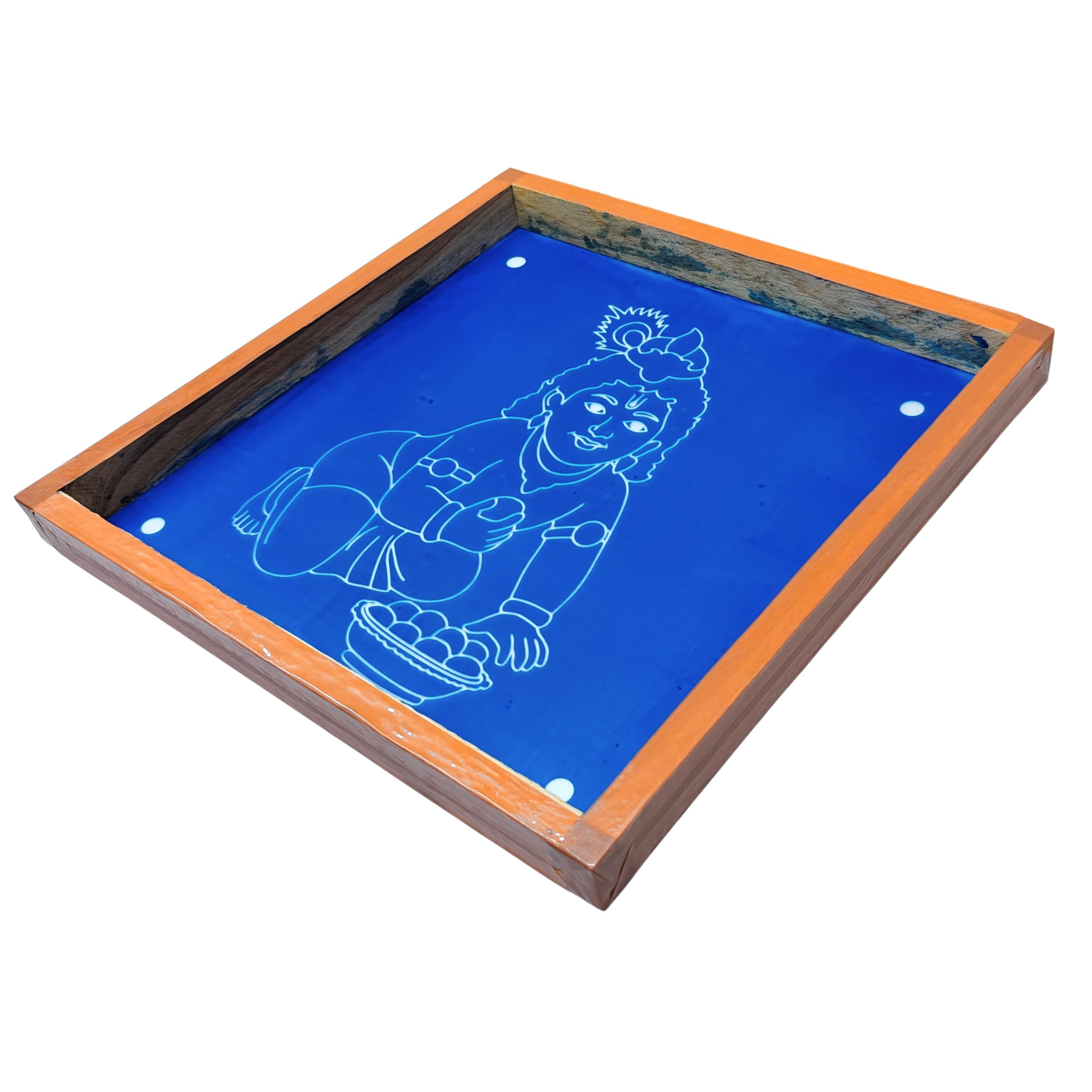 Anciently Bal Krishna Rangoli Stencil Wooden, Krishna Rangoli Sacha Wooden, 1 Piece (10x10 Inches)-picture-21