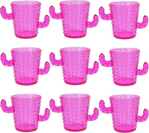 ZZYFGH Vasos de chupito de cactus de plástico, 2 onzas, lindos vasos de tequila de cactus rosados para suministros de fiesta de Cinco de Mayo (juego