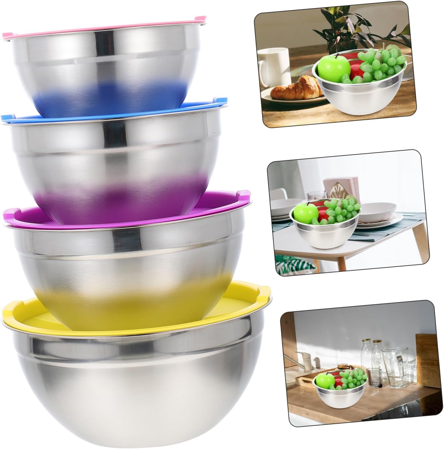 Unomor Mixing Bowl Set Stainlessness Colander Mixing Bowl Salad Bowls Home Essentials