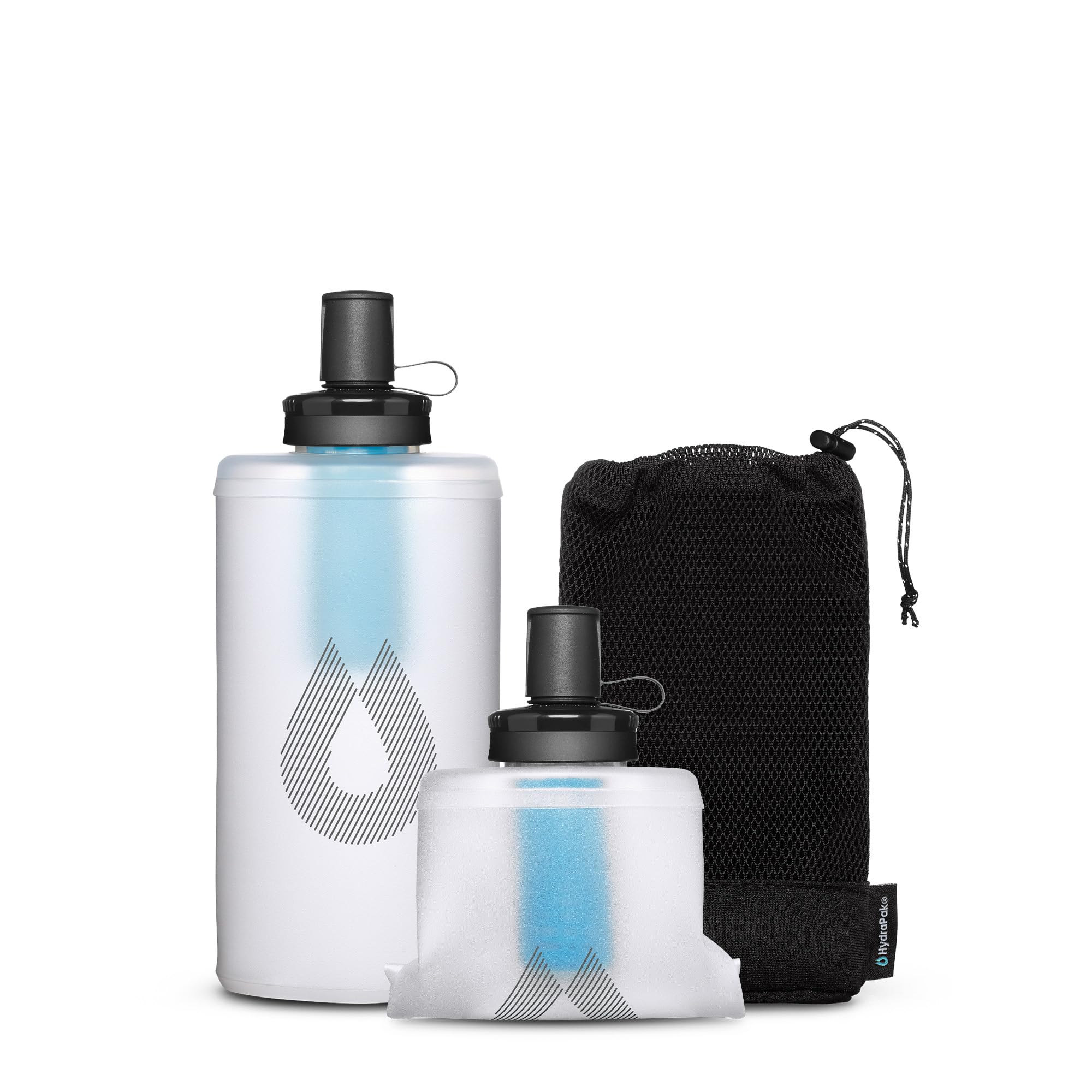 HydraPak PackFlask+ (750ml) – Wasserfilterflasche mit Gurtbefestigung für Rucksäcke. Freihändig nutzbare, praktische, ultraleichte und faltbare Softflasche für Wanderungen und Rucksacktouren
