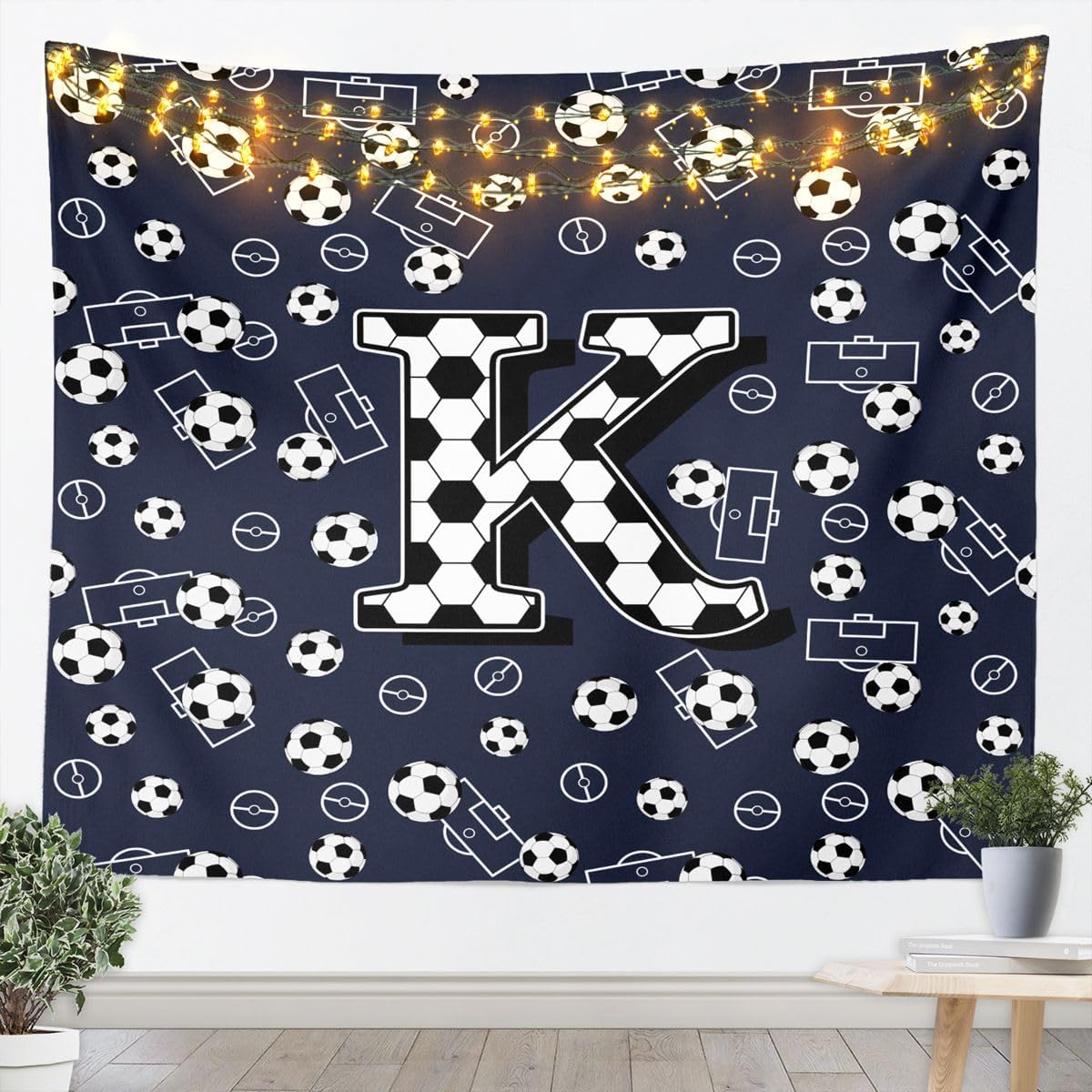 Erosebridal Alphabet Letter Soccer Tapestry 51x59 Modern Football Personalized Initial P Wall Tapestry Ball Sport Gaming Room Decorative Tapestries Monogrammed Soccer Court Wall Hanging image 5