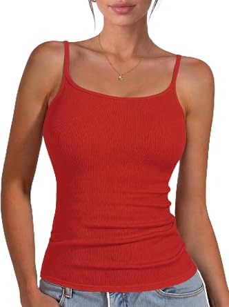 ZENUTA Womens Ribbed Spaghetti Strap Camisole Tank Top Scoop Neck Sleeveless Slim Fit Stretch Summer Casual Going Out Top