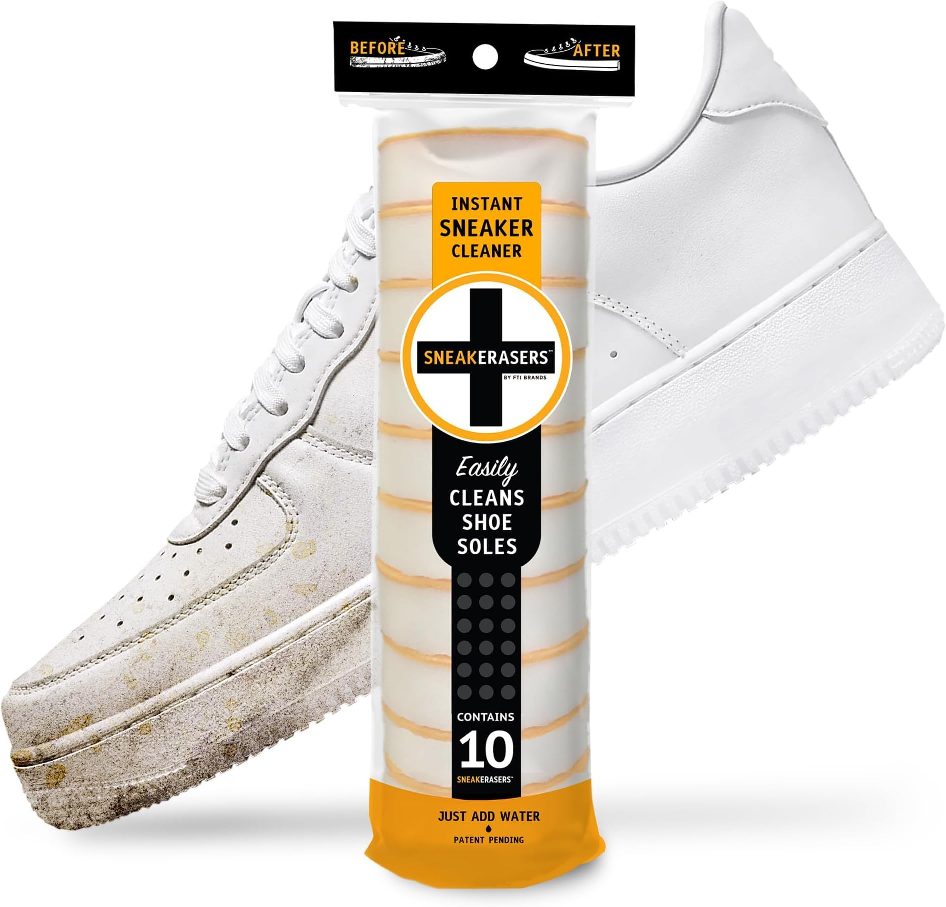SneakERASERS Instant Sole and Sneaker Cleaner | Trainer Cleaner with Innovative Dual Layer Technology | Dirt Eraser Sponge with Powerful Micro Particles | Pack of 10
