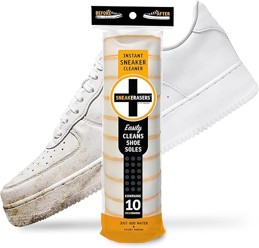 SneakERASERS Instant Sole and Sneaker Cleaner, Premium, Disposable, Dual-Sided Sponge for Cleaning & Whitening Shoe Soles (10 Pack)