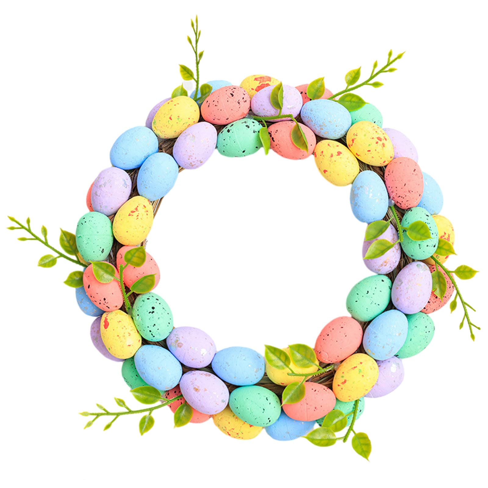 Jazuaiao Easters Foams Eggs Rattans Wreath Colorful Happy Party Decorations for Kid Painting Craft Garlands
