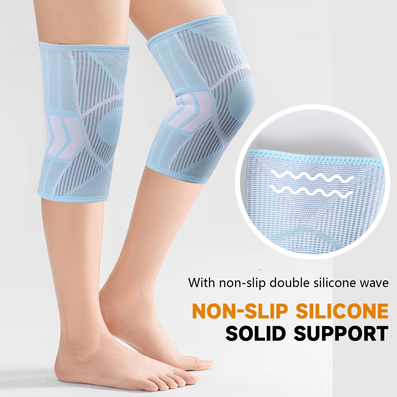 Ginocchiera Lunga Antiscivolo A Compressione, 1 Paio, Verde Taglia L, Supporto Muscolare Per Basket, Calcio E Corsa - 2