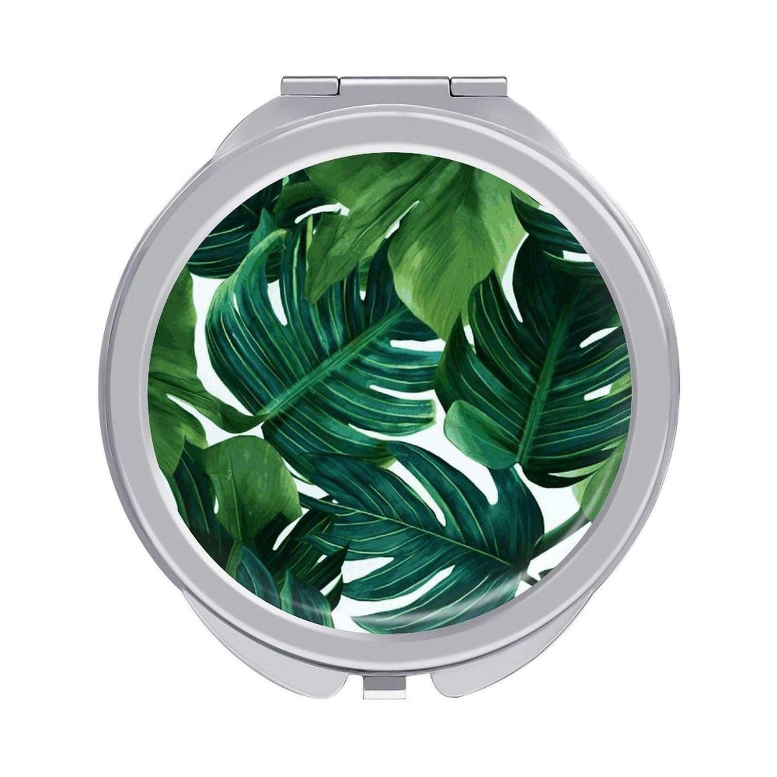 JTREHY Banana Leaves Makeup Mirror Portable Folding Mirror Compact Travel Mirrors 2-Sided Round Pocket Mirrors Cute Handheld Beauty Mirror for Handbag Purse for Women Gift