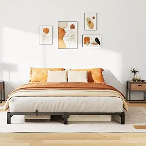 GarveeHome 6 Inch Full Bed Frame, Heavy Duty Metal Platform Bed Frame with Durable Iron Slat Support and Legs, No Box Spring Required, No Screws Needed, Support Up to 800 Lbs