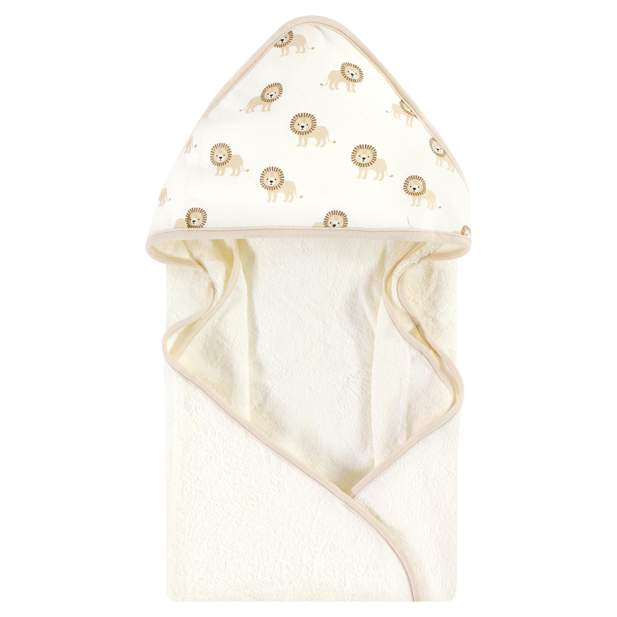 Hudson Baby Unisex Baby Cotton Animal Face Hooded Towel, Lion, One Size