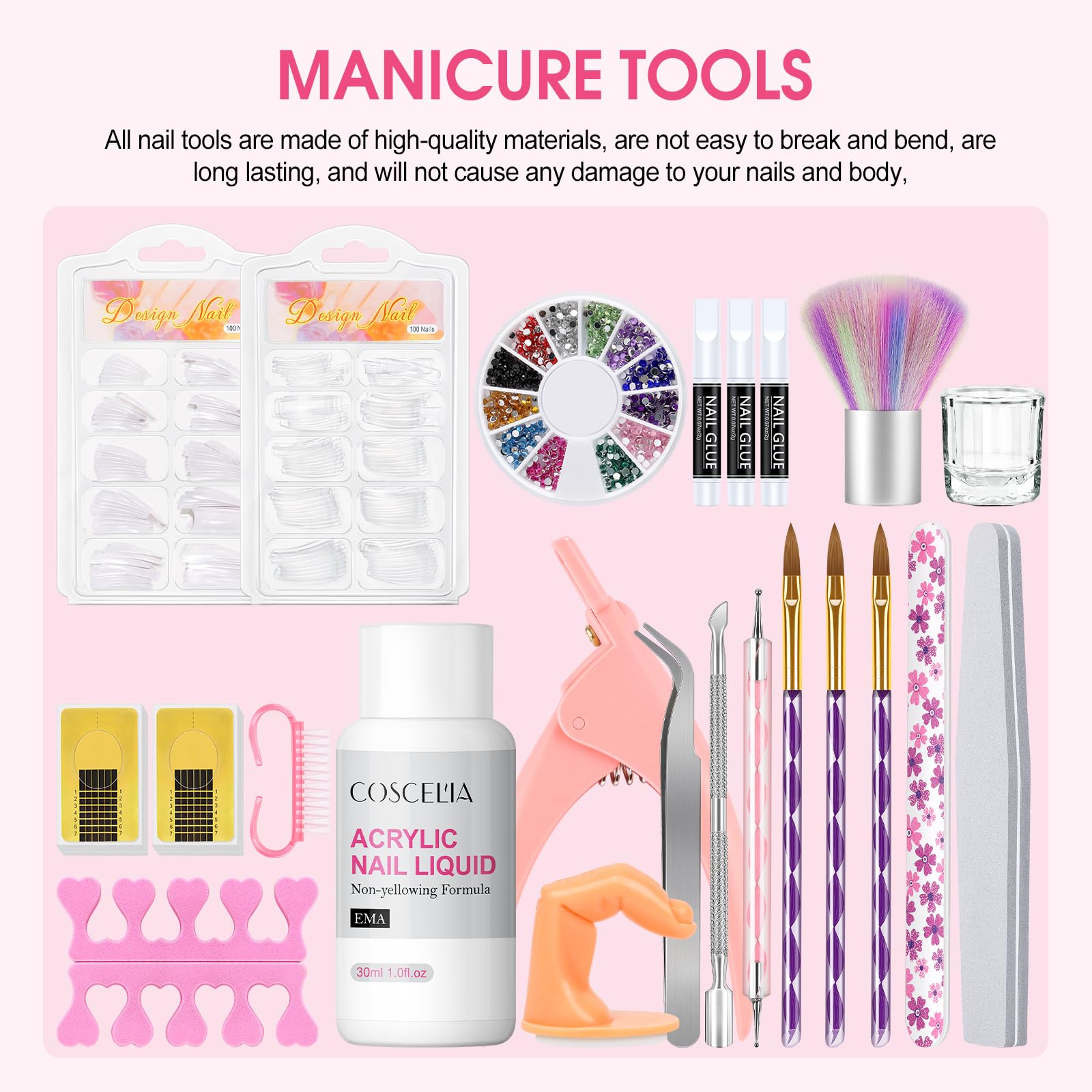 COSCELIA Kit Uñas Acrilicas Completo 21 Colors Acrilico para Uñas Profesional y 30ml Monomero, Glitter Polvo Acrilico para Uñas Acrilico Uñas Extensión Kit para Principiante y Profesional