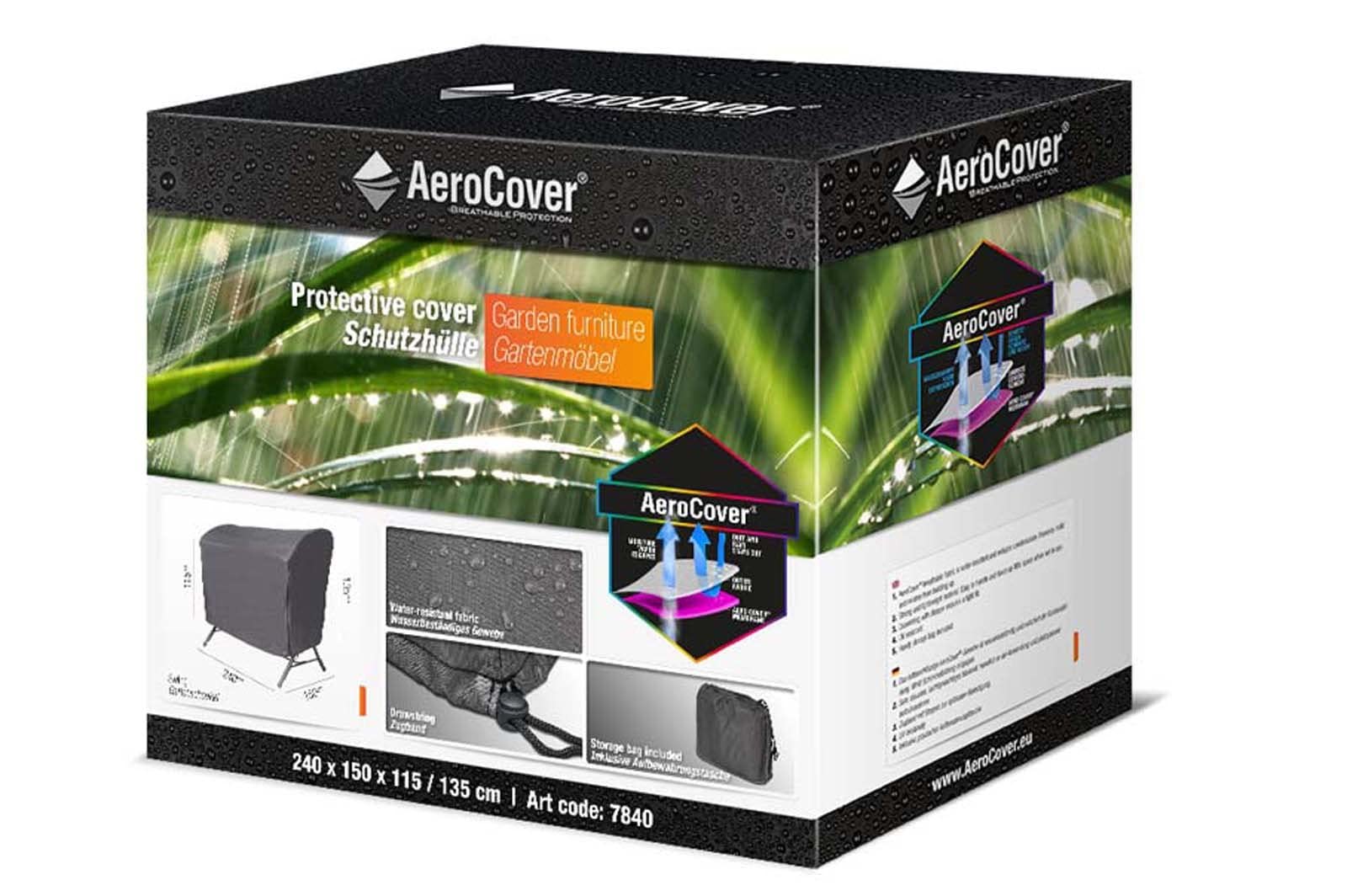 AeroCover Schutzhülle für Schaukeln, in anthrazit, aus Ripstop-Gewebe, 240 x 150 x 135/115 cm