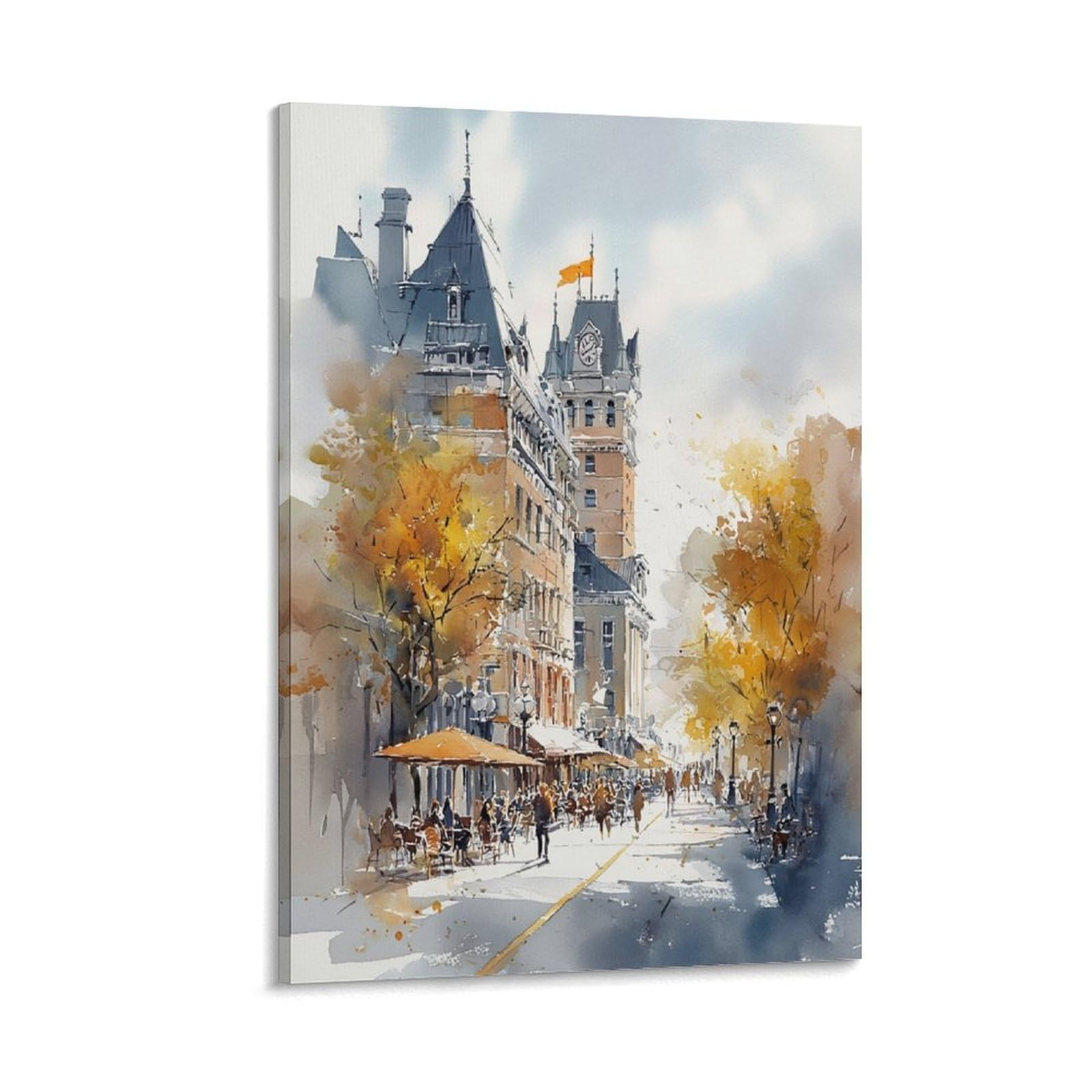XWYMXZ Montreal Watercolor Quebec 20x30inch(50x75cm) Vintage Travel Poster Watercolor Canvas Art
