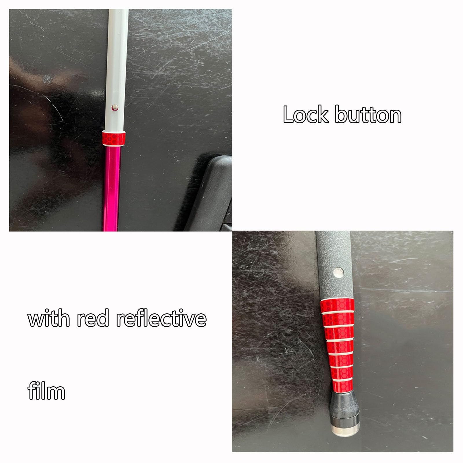 Bastón para Caminar Plegable - Bastón para Caminar de aleación de Titanio con película Reflectante de Advertencia, con discapacidad Visual Herramienta de Asistencia (A,128cm/50.4in)