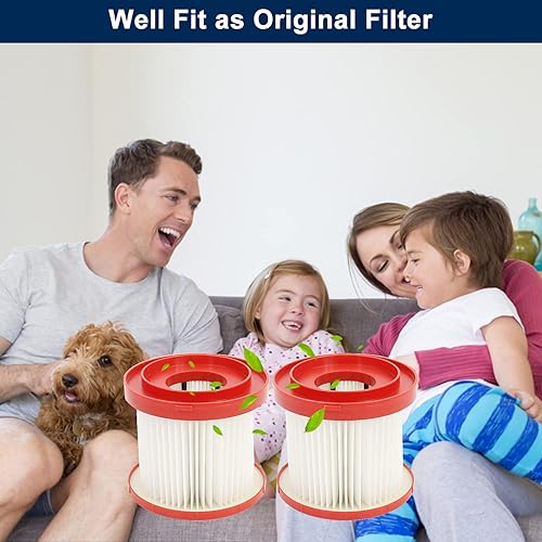 Miniatura 7 de Filtro de vacío 49-90-1900 para Milwaukee, compatible con Milwaukee inalámbrico M18 Vacuum 0780-20 0880-20, paquete de 2 filtros de vacío en seco y