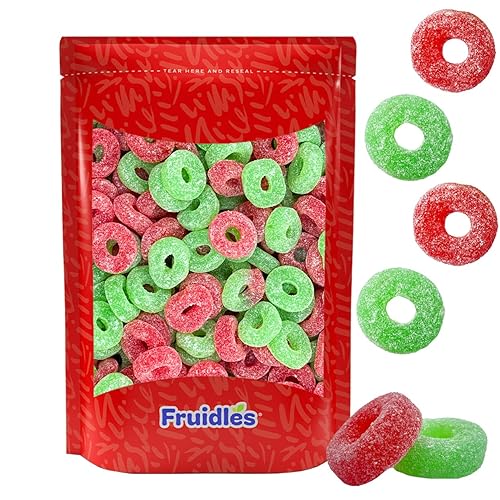 Fruidles Gomitas navideñas de gelatina roja y verde, sin gluten, divertidas y festivas gomitas navideñas (1 libra)