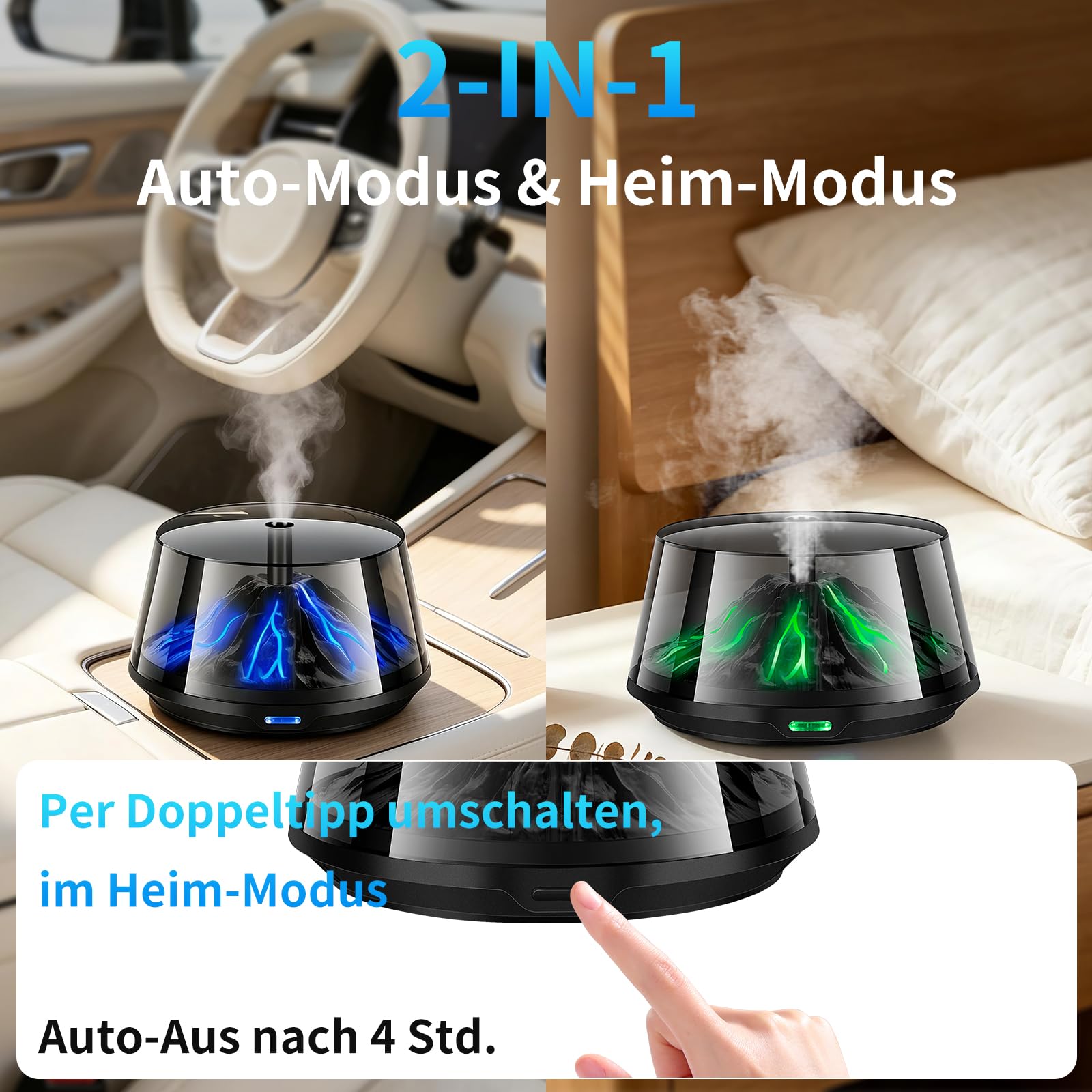 Kwak's Automatischer Auto-Duftzerstäuber, LED Diffusor mit 2 Nachfüllungen