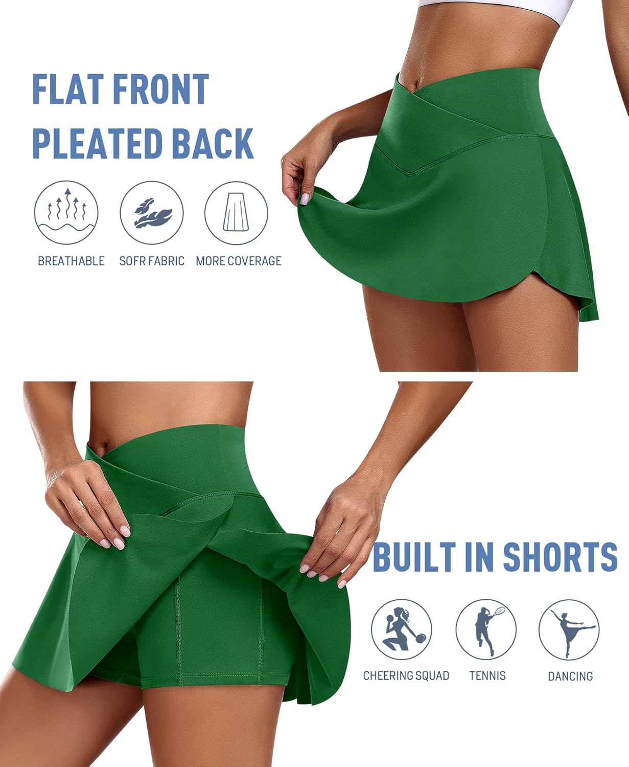 JoyGirl Womens Tennis Skirt with Shorts Crossover Golf Skort Mini High Waisted Workout Athletic Skorts Skirts with Pockets - Image 3