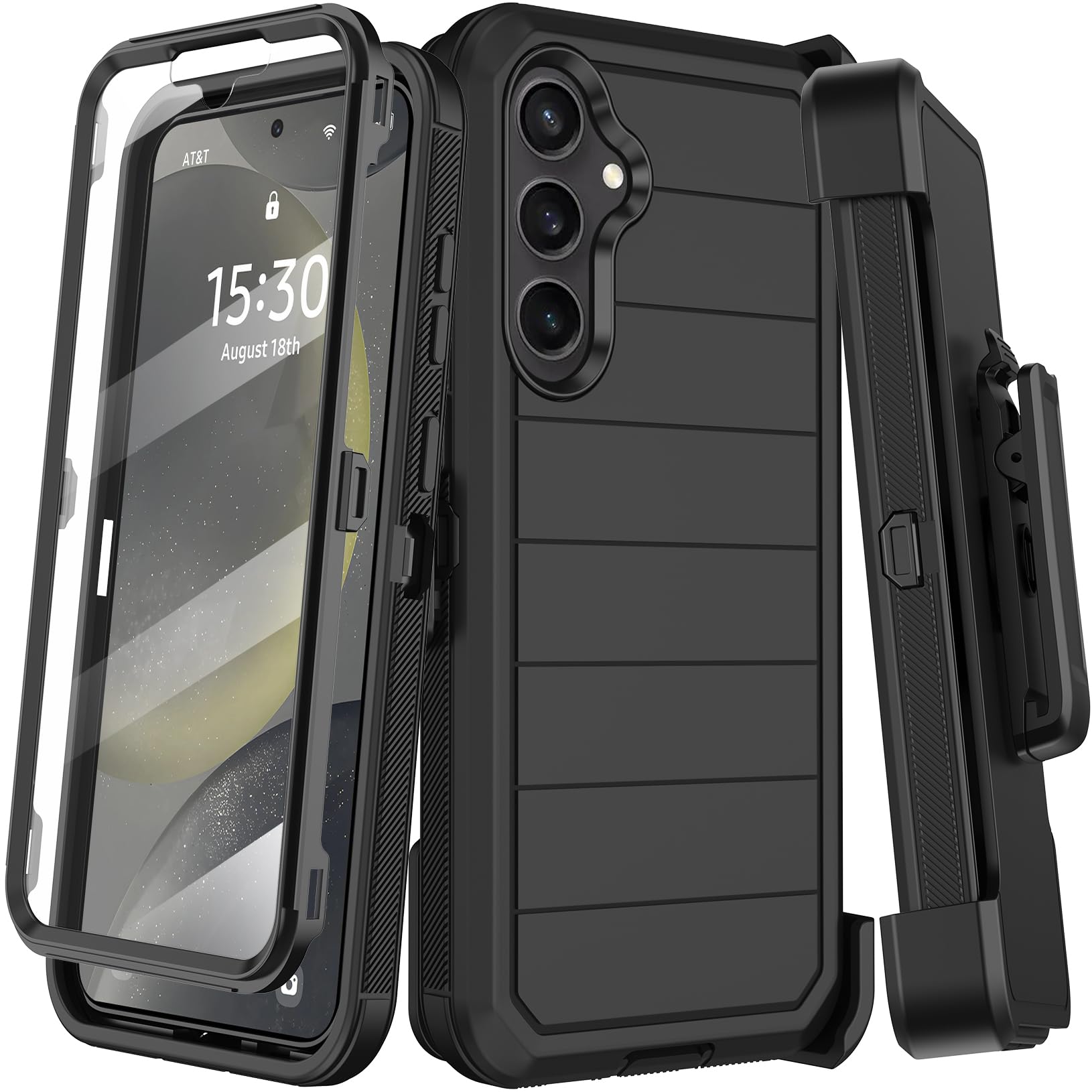 KECAI for Samsung Galaxy S24 Case with Belt Clip Holster & Kickstand,Built-in Screen Protector,Heavy Duty Shockproof Drop Protection Military Grade