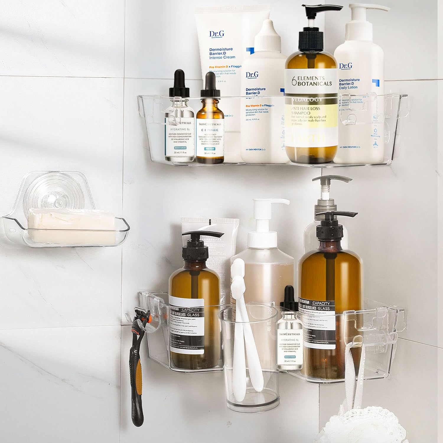 Sousnous Corner Shower Caddy, Clear Shower Organizer Bathroom Storage