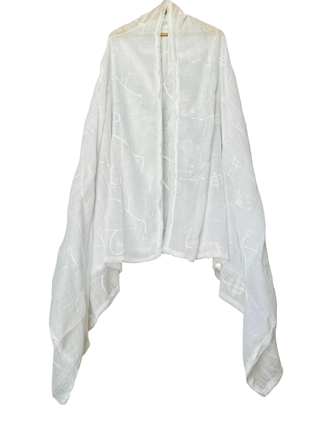 Drape Essence Pure Cotton White Dupatta For Women with Floral Embroidery and Lace Border | Mul Cotton | Women's White Dupa... - Review, Price and Buying Guide