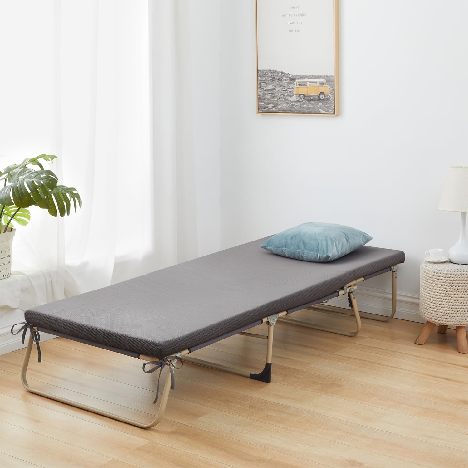 Jamdok Schaumstoff-Matratzenauflage für Campingbett, Automatratze, Sofa, aufrollbare Bodenmatte, faltbare Schlafmatte, tragbar, Grau (190 x 75 x 5 cm)