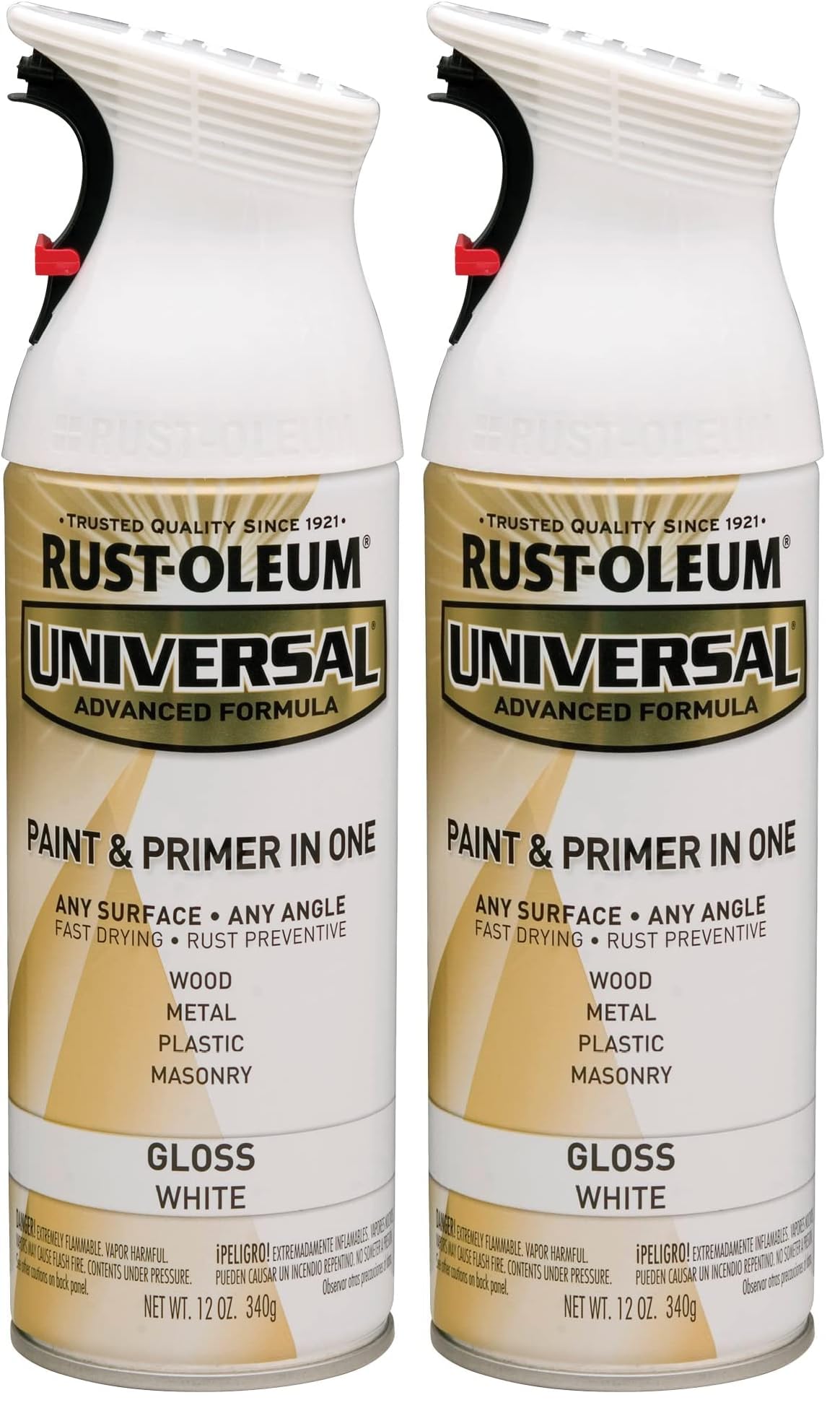 Rust-Oleum 245199 Universal All Surface Spray Paint, 12 oz, Gloss Pure White (Pack of 2)