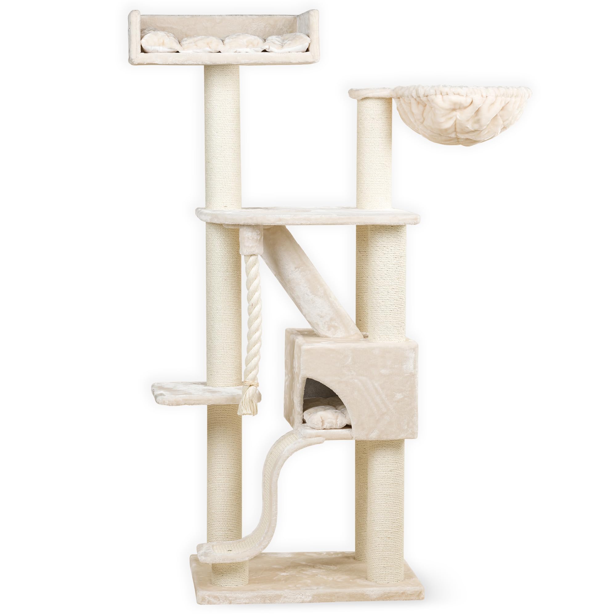 RHRQuality Kratzbaum fr groe Katzen  Kilimandjaro Deluxe  195 cm hoch   mit 12 cm Sisalstmmen & luxurisem Liegeplatz  hellgrau : Amazon.de:  Haustier