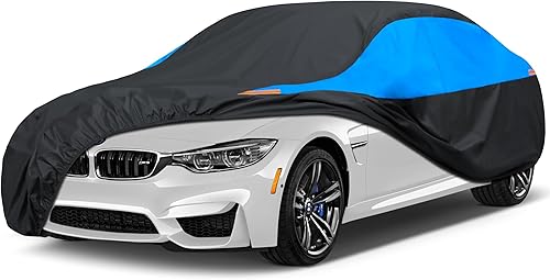MORNYRAY Funda impermeable para auto para todo tipo de clima, protección UV, resistente al viento, para exteriores, ajuste universal para sedán Azul